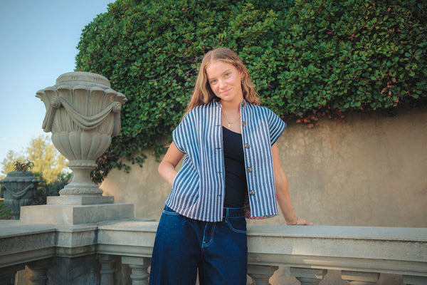 Mana Striped Sleeveless Jacket