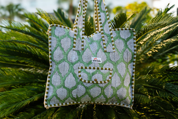 Ela pastel green tote bag