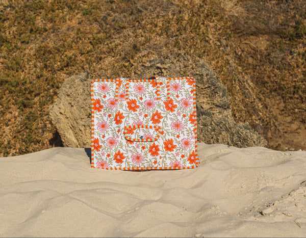 Tangerine Block Printed Tote Bag