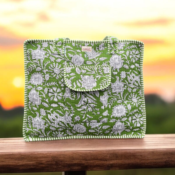 Verde Block Printed Tote Bag