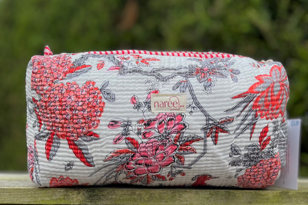 Lotus Quilted Make Up Bag
