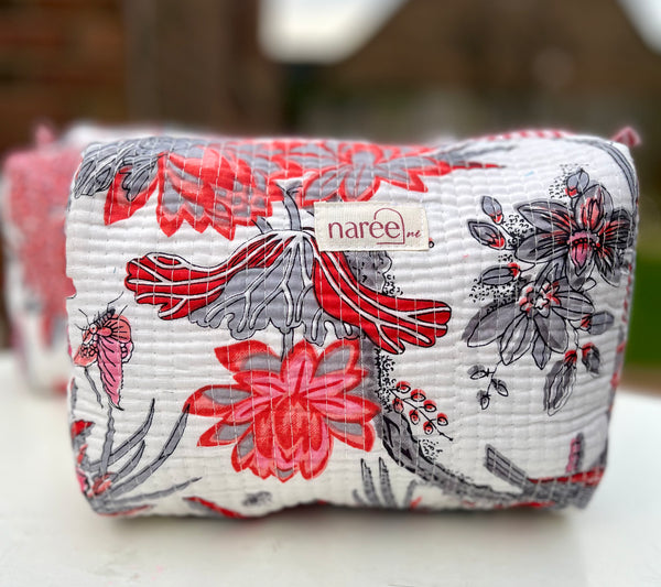 Lotus Quilted Make Up Bag