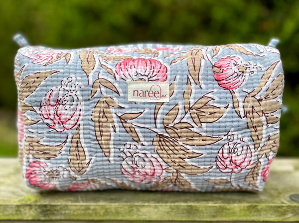 Powder Blue Quilted Make Up Bag