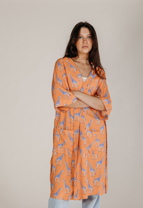 Zoya Orange Giraffe Robe - Woven Riches NI