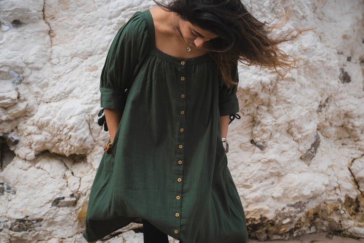 Moss Green Dress - Woven Riches NI