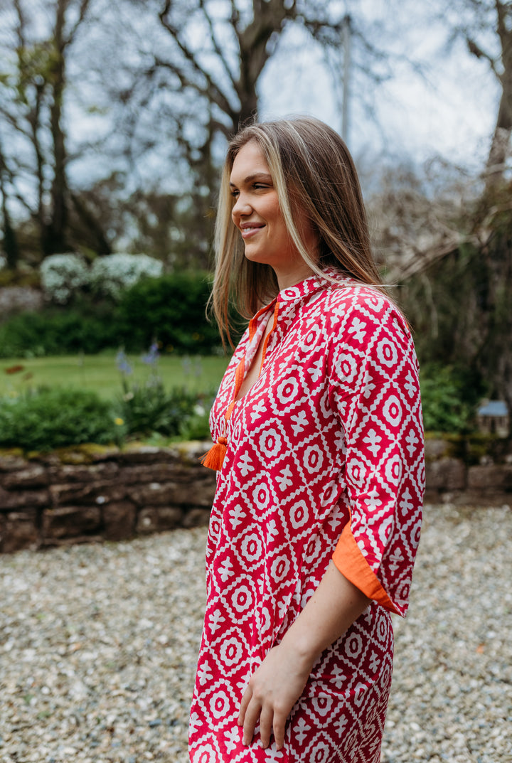 Anika Pink and Orange Kaftan - Woven Riches NI