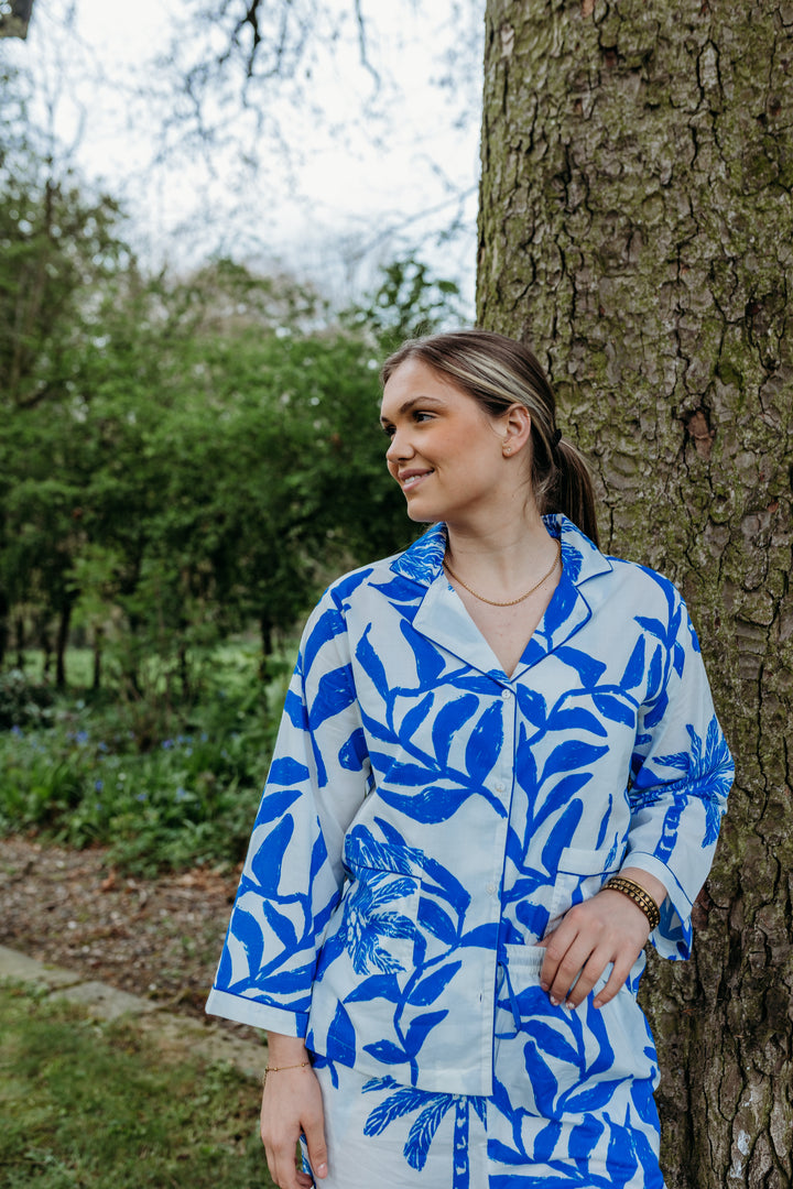 Blue Palm Tree Organic Cotton Pyjamas – Naree Clothing
