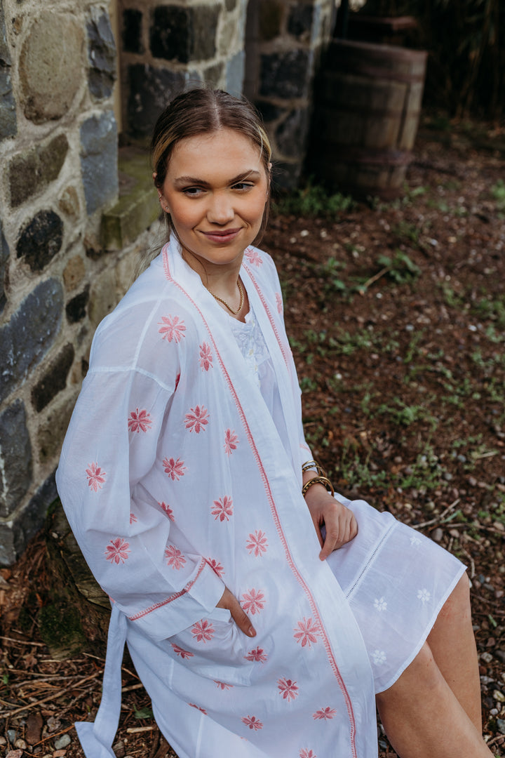 Tiana Pink Embroidered Robe - Woven Riches NI