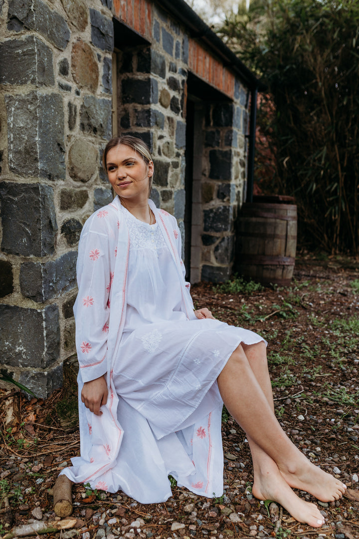 Tiana Pink Embroidered Robe - Woven Riches NI